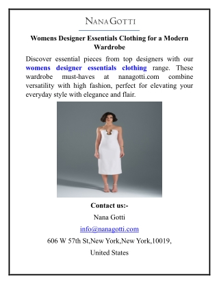 Womens Designer Essentials Clothing for a Modern Wardrobe