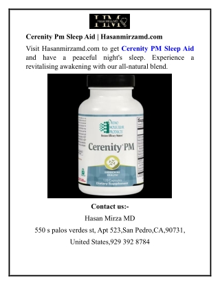 Cerenity Pm Sleep Aid  Hasanmirzamd.com