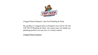 Clogged Drains Kingston | Tap Tech Plumbing & Drain
