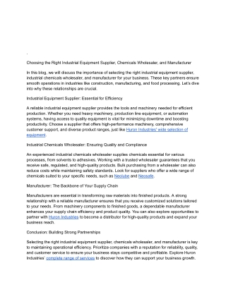 Huron Industries Inc