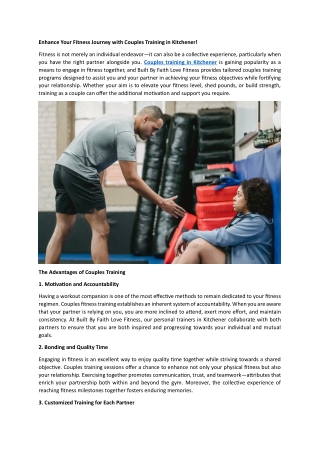 Enhance Your Fitness Journey with Couples Training in Kitchener