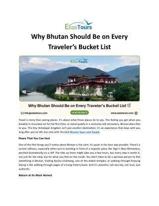 Why Bhutan Should Be on Every Traveler’s Bucket List