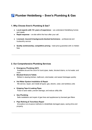 Professional Plumbing Services in Heidelberg – Sven’s Plumbing