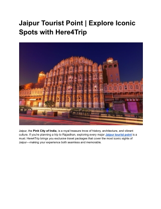 Jaipur Tourist Point | Explore Iconic Spots with Here4Trip