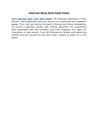 Internal Strip Outs Gold Coast