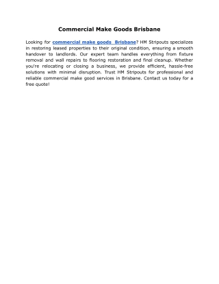 Commercial Make Goods Brisbane