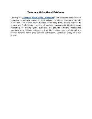 Tenancy Make Good Brisbane