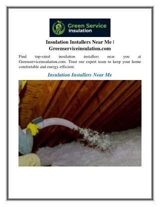 Insulation Installers Near Me Greenserviceinsulation.com