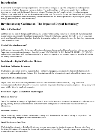 Revolutionizing Calibration: The Impact of Digital Technology