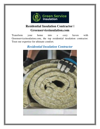 Residential Insulation Contractor Greenserviceinsulation.com
