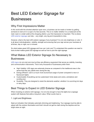 Best LED Exterior Signage for Businesses