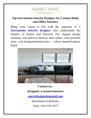 Top Sacramento Interior Designer for Custom Home and Office Interiors(1)
