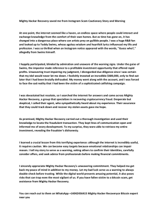 Mighty Hackar Recovery saved me from Instagram Scam Cautionary Story and Warning