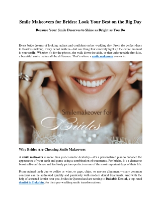 Smile Makeovers for Brides: Look Your Best on the Big Day