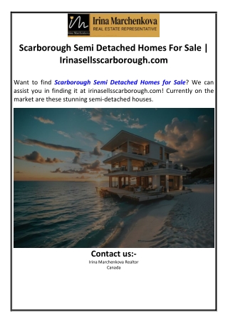 Scarborough Semi Detached Homes For Sale | Irinasellsscarborough.com