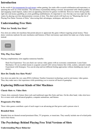 Mastering the Art of Playing Free Demonstration Versions of Slots
