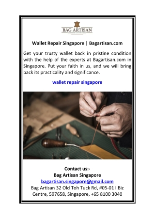 Wallet Repair Singapore  Bagartisan.com