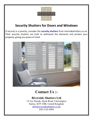 Security Shutters for Doors and Windows