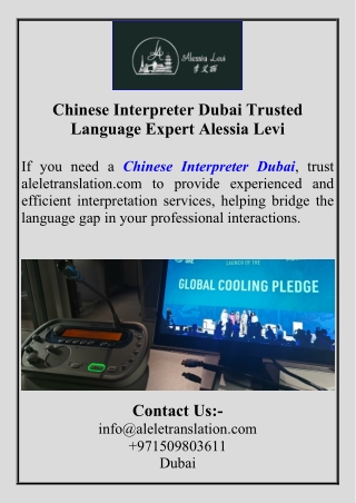 Chinese Interpreter Dubai Trusted Language Expert Alessia Levi