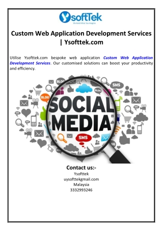Custom Web Application Development Services | Ysofttek.com