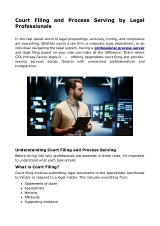 Court Filing and Process Serving by Legal Professionals