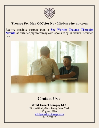 Therapy For Men Of Color Ny - Mindcaretherapy.com
