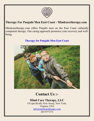 Therapy For Punjabi Men East Coast - Mindcaretherapy.com
