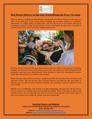 Best Flower Delivery in San Jose Fresh Blooms for Every Occasion