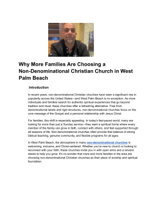 Why More Families Are Choosing a Non-Denominational Christian Church in West Pal