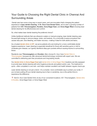 Your Guide to Choosing the Right Dental Clinic in Chennai And Surrounding Areas