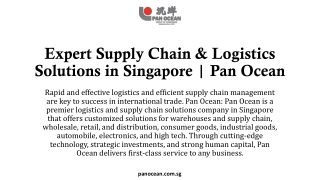 Top Logistics & Supply Chain Management in Singapore | Pan Ocean