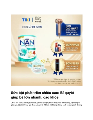 Sữa bột phát triển chiều cao