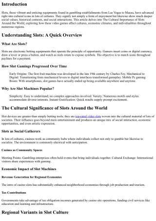 The Cultural Significance of Slots Around the World