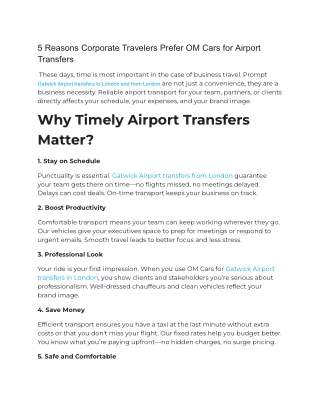 5 Reasons Corporate Travelers Prefer OM Cars for Airport Transfers