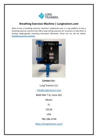 Breathing Exercises Machine | Lungtrainers.com