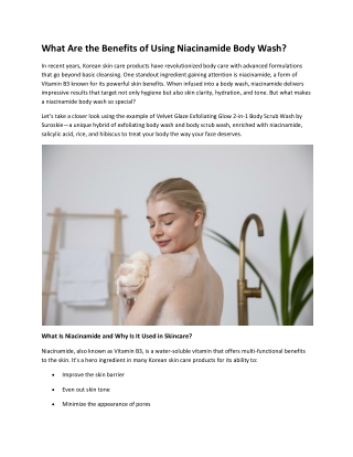 What Are the Benefits of Using Niacinamide Body Wash