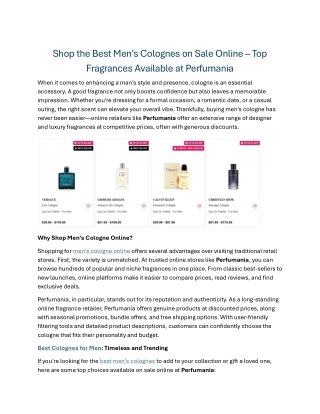 Shop the Best Men’s Colognes on Sale Online