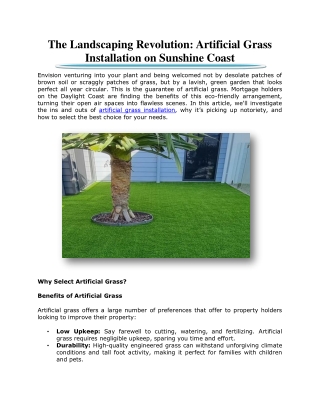 The Landscaping Revolution: Artificial Grass Installation on Sunshine Coast