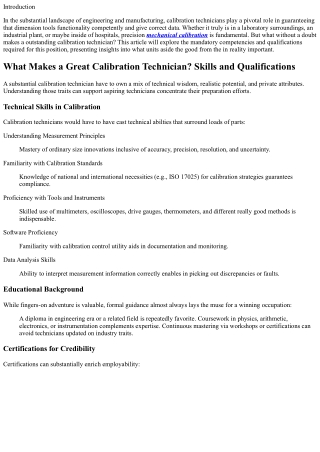 What Makes a Great Calibration Technician? Skills and Qualifications