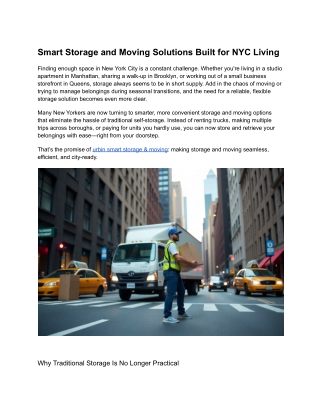 Smart Storage and Moving Solutions Built for NYC Living