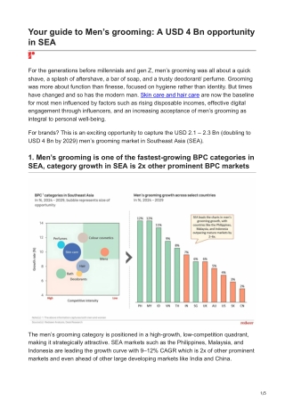 Your guide to Men’s grooming A USD 4 Bn opportunity in SEA