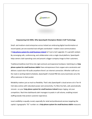 Empowering Irish SMEs: Why Speechpath Champions Modern VoIP Technology