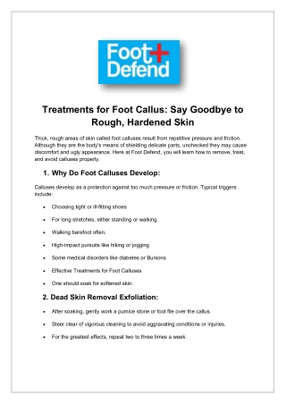 Treatments for Foot Callus Say Goodbye to Rough, Hardened Skin