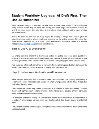 Student Workflow Upgrade_ AI Draft First, Then Use AI Humanizer