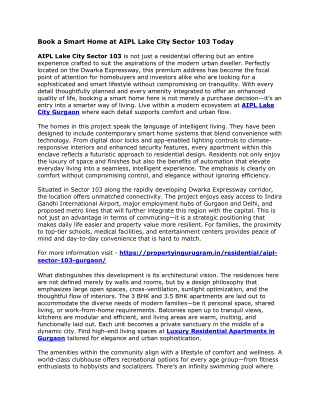 Book a Smart Home at AIPL Lake City Sector 103 Today