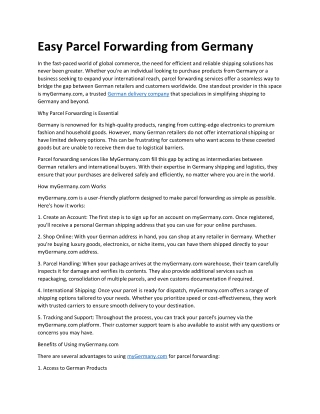 Easy Parcel Forwarding from Germany