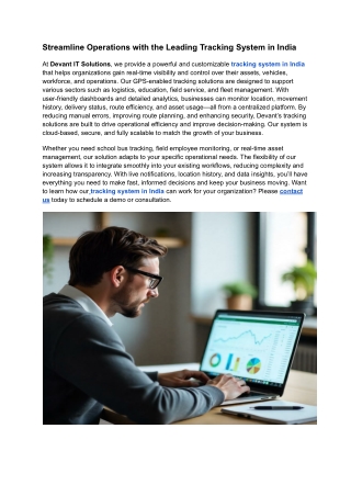 Streamline Operations with the Leading Tracking System in India
