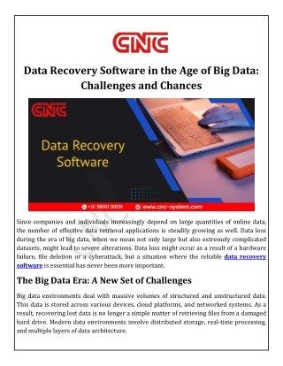 Data Recovery Software in the Age of Big Data Challenges and Chances