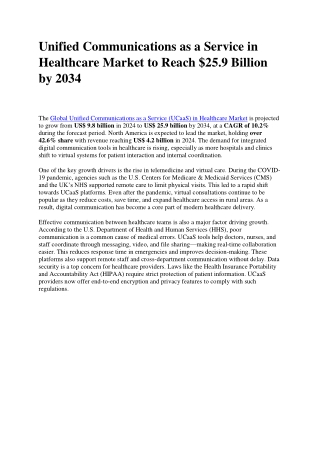 Unified Communications as a Service in Healthcare Market to See 10.2% Annual Gro