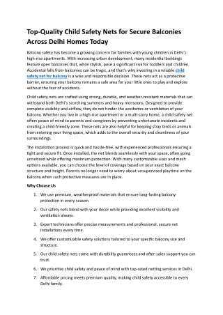 child safety net for balcony